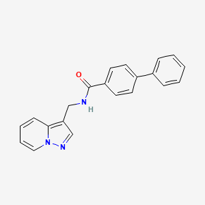 molecular formula C21H17N3O B2873613 N-(pyrazolo[1,5-a]pyridin-3-ylmethyl)-[1,1'-biphenyl]-4-carboxamide CAS No. 1396680-90-2