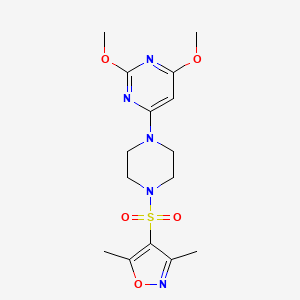 molecular formula C15H21N5O5S B2873625 4-((4-(2,6-Dimethoxypyrimidin-4-yl)piperazin-1-yl)sulfonyl)-3,5-dimethylisoxazole CAS No. 1021116-01-7