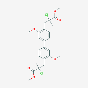 molecular formula C24H28Cl2O6 B2873673 Methyl 2-chloro-3-[4-[4-(2-chloro-3-methoxy-2-methyl-3-oxopropyl)-3-methoxyphenyl]-2-methoxyphenyl]-2-methylpropanoate CAS No. 83281-06-5