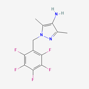 molecular formula C12H11ClF5N3 B2873677 3,5-Dimethyl-1-[(2,3,4,5,6-pentafluorophenyl)methyl]pyrazol-4-amine CAS No. 1158467-46-9