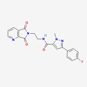molecular formula C20H16FN5O3 B2873721 N-(2-(5,7-二氧代-5H-吡咯并[3,4-b]吡啶-6(7H)-基)乙基)-3-(4-氟苯基)-1-甲基-1H-吡唑-5-甲酰胺 CAS No. 2034562-90-6