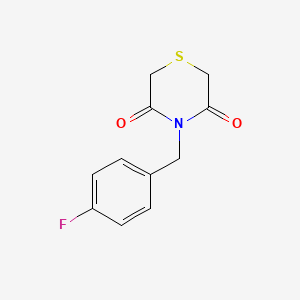 molecular formula C11H10FNO2S B2873741 4-[(4-Fluorophenyl)methyl]thiomorpholine-3,5-dione CAS No. 338794-65-3