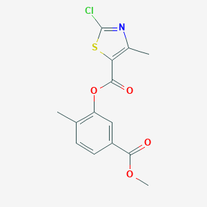 molecular formula C14H12ClNO4S B287376 5-(Methoxycarbonyl)-2-methylphenyl2-chloro-4-methyl-1,3-thiazole-5-carboxylate 