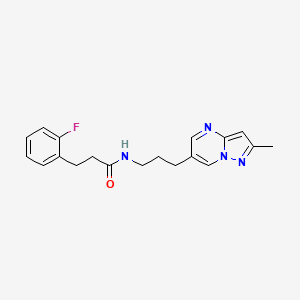 molecular formula C19H21FN4O B2873777 3-(2-fluorophenyl)-N-(3-(2-methylpyrazolo[1,5-a]pyrimidin-6-yl)propyl)propanamide CAS No. 1795298-93-9