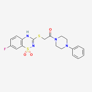 2-((7-fluoro-1,1-dioxido-4H-benzo[e][1,2,4]thiadiazin-3-yl)thio)-1-(4-phenylpiperazin-1-yl)ethanone