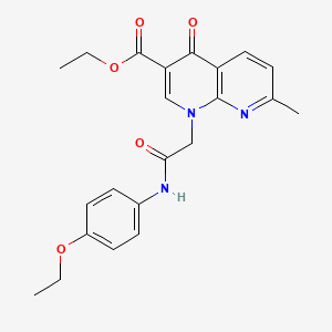 molecular formula C22H23N3O5 B2873813 1-(2-((4-乙氧苯基)氨基)-2-氧代乙基)-7-甲基-4-氧代-1,4-二氢-1,8-萘啶-3-羧酸乙酯 CAS No. 899725-29-2