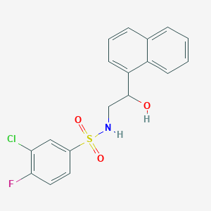 molecular formula C18H15ClFNO3S B2873831 3-chloro-4-fluoro-N-(2-hydroxy-2-(naphthalen-1-yl)ethyl)benzenesulfonamide CAS No. 1351591-45-1