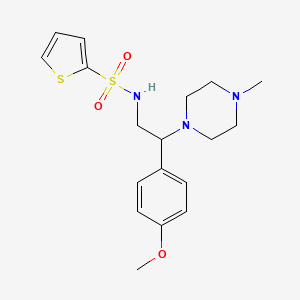 molecular formula C18H25N3O3S2 B2873833 N-(2-(4-甲氧基苯基)-2-(4-甲基哌嗪-1-基)乙基)噻吩-2-磺酰胺 CAS No. 898449-00-8