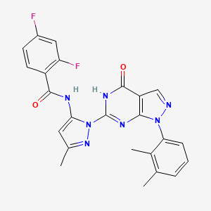 molecular formula C24H19F2N7O2 B2873844 N-(1-(1-(2,3-dimethylphenyl)-4-oxo-4,5-dihydro-1H-pyrazolo[3,4-d]pyrimidin-6-yl)-3-methyl-1H-pyrazol-5-yl)-2,4-difluorobenzamide CAS No. 1171913-25-9