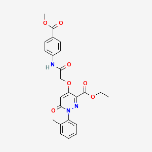 molecular formula C24H23N3O7 B2873846 Ethyl 4-(2-((4-(methoxycarbonyl)phenyl)amino)-2-oxoethoxy)-6-oxo-1-(o-tolyl)-1,6-dihydropyridazine-3-carboxylate CAS No. 899730-01-9