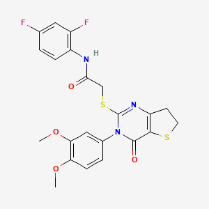 molecular formula C22H19F2N3O4S2 B2873852 N-(2,4-difluorophenyl)-2-((3-(3,4-dimethoxyphenyl)-4-oxo-3,4,6,7-tetrahydrothieno[3,2-d]pyrimidin-2-yl)thio)acetamide CAS No. 877655-87-3