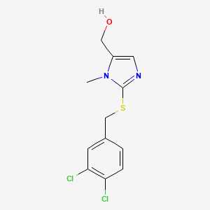 molecular formula C12H12Cl2N2OS B2873853 {2-[(3,4-dichlorobenzyl)sulfanyl]-1-methyl-1H-imidazol-5-yl}methanol CAS No. 339098-46-3
