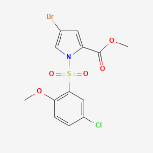 molecular formula C13H11BrClNO5S B2873857 methyl 4-bromo-1-[(5-chloro-2-methoxyphenyl)sulfonyl]-1H-pyrrole-2-carboxylate CAS No. 861208-19-7