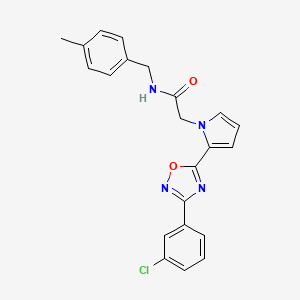 molecular formula C22H19ClN4O2 B2873858 2-(2-(3-(3-chlorophenyl)-1,2,4-oxadiazol-5-yl)-1H-pyrrol-1-yl)-N-(4-methylbenzyl)acetamide CAS No. 1261007-01-5