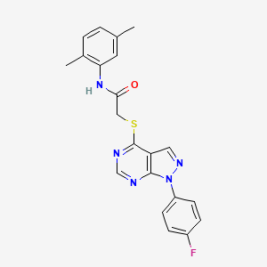 molecular formula C21H18FN5OS B2873862 N-(2,5-二甲基苯基)-2-[1-(4-氟苯基)吡唑并[3,4-d]嘧啶-4-基]硫代乙酰胺 CAS No. 893934-76-4