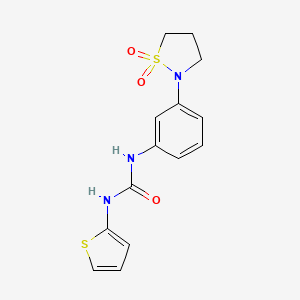 molecular formula C14H15N3O3S2 B2873869 1-(3-(1,1-二氧化异噻唑烷-2-基)苯基)-3-(噻吩-2-基)脲 CAS No. 1203209-96-4