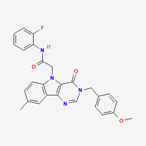 molecular formula C27H23FN4O3 B2873876 N-(2-fluorophenyl)-2-(3-(4-methoxybenzyl)-8-methyl-4-oxo-3H-pyrimido[5,4-b]indol-5(4H)-yl)acetamide CAS No. 1184964-67-7