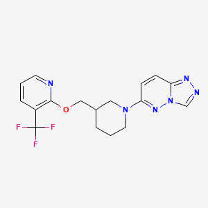 molecular formula C17H17F3N6O B2873878 6-[3-[[3-(Trifluoromethyl)pyridin-2-yl]oxymethyl]piperidin-1-yl]-[1,2,4]triazolo[4,3-b]pyridazine CAS No. 2380061-98-1