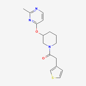 molecular formula C16H19N3O2S B2873884 1-(3-((2-Methylpyrimidin-4-yl)oxy)piperidin-1-yl)-2-(thiophen-3-yl)ethanone CAS No. 2034560-90-0