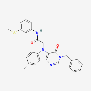 molecular formula C27H24N4O2S B2873908 2-(3-benzyl-8-methyl-4-oxo-3H-pyrimido[5,4-b]indol-5(4H)-yl)-N-(3-(methylthio)phenyl)acetamide CAS No. 1189507-86-5