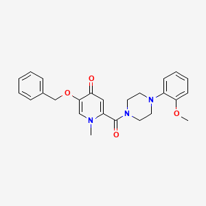 molecular formula C25H27N3O4 B2873910 5-(benzyloxy)-2-(4-(2-methoxyphenyl)piperazine-1-carbonyl)-1-methylpyridin-4(1H)-one CAS No. 1021248-76-9