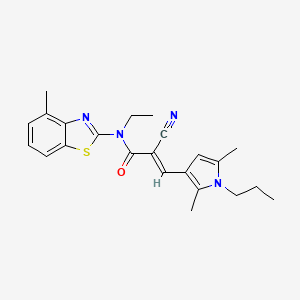 (E)-2-cyano-3-(2,5-dimethyl-1-propylpyrrol-3-yl)-N-ethyl-N-(4-methyl-1,3-benzothiazol-2-yl)prop-2-enamide