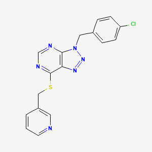 molecular formula C17H13ClN6S B2873935 3-[(4-Chlorophenyl)methyl]-7-(pyridin-3-ylmethylsulfanyl)triazolo[4,5-d]pyrimidine CAS No. 896678-45-8
