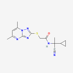 molecular formula C15H18N6OS B2873937 N-(1-cyano-1-cyclopropylethyl)-2-[(5,7-dimethyl-[1,2,4]triazolo[1,5-a]pyrimidin-2-yl)sulfanyl]acetamide CAS No. 851818-03-6