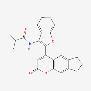 molecular formula C24H21NO4 B2873948 2-methyl-N-[2-(2-oxo-2,6,7,8-tetrahydrocyclopenta[g]chromen-4-yl)-1-benzofuran-3-yl]propanamide CAS No. 903183-63-1