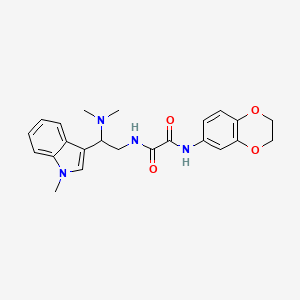 molecular formula C23H26N4O4 B2873954 N1-(2,3-dihydrobenzo[b][1,4]dioxin-6-yl)-N2-(2-(dimethylamino)-2-(1-methyl-1H-indol-3-yl)ethyl)oxalamide CAS No. 1091448-72-4