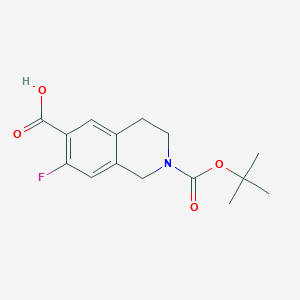 molecular formula C15H18FNO4 B2873957 7-Fluoro-2-[(2-methylpropan-2-yl)oxycarbonyl]-3,4-dihydro-1H-isoquinoline-6-carboxylic acid CAS No. 2058040-90-5