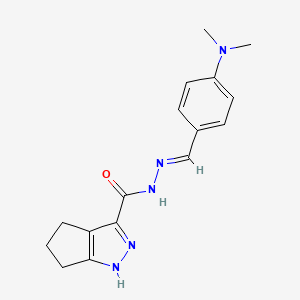 molecular formula C16H19N5O B2873961 N'-{(E)-[4-(二甲基氨基)苯基]亚甲基}-1,4,5,6-四氢环戊并[c]吡唑-3-碳酰肼 CAS No. 1477483-21-8