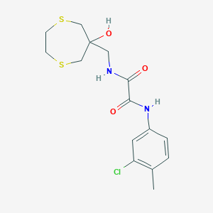 molecular formula C15H19ClN2O3S2 B2873968 N'-(3-Chloro-4-methylphenyl)-N-[(6-hydroxy-1,4-dithiepan-6-yl)methyl]oxamide CAS No. 2415572-61-9