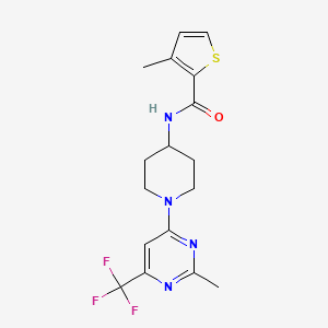 molecular formula C17H19F3N4OS B2873969 3-methyl-N-{1-[2-methyl-6-(trifluoromethyl)-4-pyrimidinyl]-4-piperidyl}-2-thiophenecarboxamide CAS No. 1775529-51-5