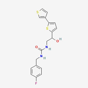 molecular formula C18H17FN2O2S2 B2873972 1-[(4-Fluorophenyl)methyl]-3-[2-hydroxy-2-(5-thiophen-3-ylthiophen-2-yl)ethyl]urea CAS No. 2319850-82-1
