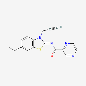 molecular formula C17H14N4OS B2873980 (E)-N-(6-ethyl-3-(prop-2-yn-1-yl)benzo[d]thiazol-2(3H)-ylidene)pyrazine-2-carboxamide CAS No. 1173545-49-7