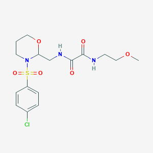 molecular formula C16H22ClN3O6S B2873991 N1-((3-((4-chlorophenyl)sulfonyl)-1,3-oxazinan-2-yl)methyl)-N2-(2-methoxyethyl)oxalamide CAS No. 872724-16-8