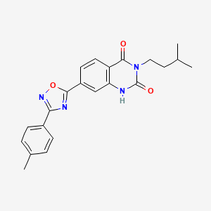 molecular formula C22H22N4O3 B2873992 3-isopentyl-7-(3-(p-tolyl)-1,2,4-oxadiazol-5-yl)quinazoline-2,4(1H,3H)-dione CAS No. 1358056-58-2