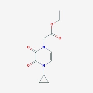 molecular formula C11H14N2O4 B2873993 Ethyl 2-(4-cyclopropyl-2,3-dioxopyrazin-1-yl)acetate CAS No. 2415552-32-6