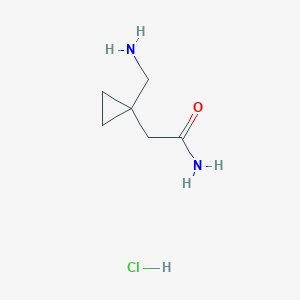 molecular formula C6H13ClN2O B2873998 2-[1-(Aminomethyl)cyclopropyl]acetamide hydrochloride CAS No. 1909325-51-4