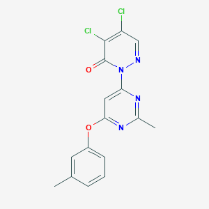 molecular formula C16H12Cl2N4O2 B287401 4,5-dichloro-2-[2-methyl-6-(3-methylphenoxy)-4-pyrimidinyl]-3(2H)-pyridazinone 