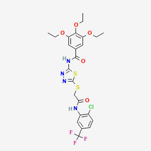 molecular formula C24H24ClF3N4O5S2 B2874023 N-(5-((2-((2-氯-5-(三氟甲基)苯基)氨基)-2-氧代乙基)硫)-1,3,4-噻二唑-2-基)-3,4,5-三乙氧基苯甲酰胺 CAS No. 392299-28-4