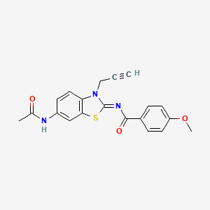 molecular formula C20H17N3O3S B2874039 N-(6-乙酰氨基-3-丙-2-炔基-1,3-苯并噻唑-2-亚基lidene)-4-甲氧基苯甲酰胺 CAS No. 865182-84-9