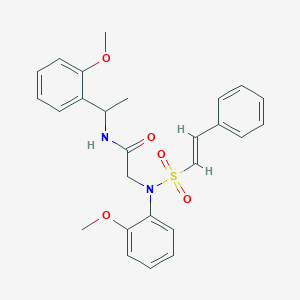 2-(2-Methoxy-N-[(E)-2-phenylethenyl]sulfonylanilino)-N-[1-(2-methoxyphenyl)ethyl]acetamide