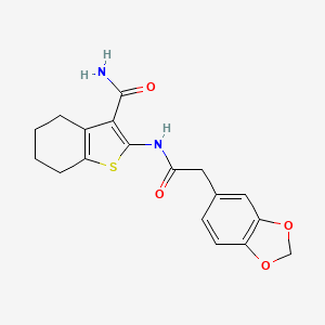 2-(2-(Benzo[d][1,3]dioxol-5-yl)acetamido)-4,5,6,7-tetrahydrobenzo[b]thiophene-3-carboxamide