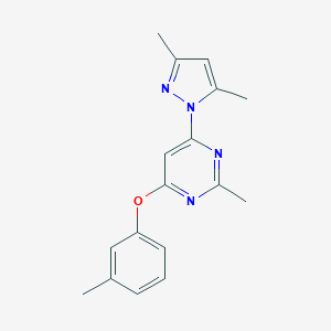 molecular formula C17H18N4O B287407 6-(3,5-dimethyl-1H-pyrazol-1-yl)-2-methyl-4-pyrimidinyl 3-methylphenyl ether 