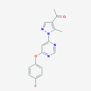 molecular formula C16H13FN4O2 B287410 1-{1-[6-(4-fluorophenoxy)-4-pyrimidinyl]-5-methyl-1H-pyrazol-4-yl}ethanone 