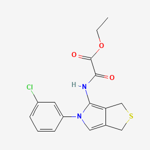 molecular formula C16H15ClN2O3S B2874109 ethyl 2-((5-(3-chlorophenyl)-3,5-dihydro-1H-thieno[3,4-c]pyrrol-4-yl)amino)-2-oxoacetate CAS No. 1172568-99-8