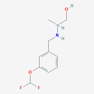 molecular formula C11H15F2NO2 B2874116 2-[[3-(二氟甲氧基)苯基]甲基氨基]丙醇 CAS No. 1874848-36-8