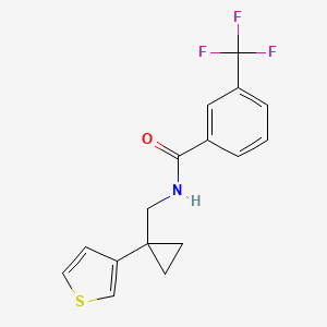 molecular formula C16H14F3NOS B2874121 N-[(1-Thiophen-3-ylcyclopropyl)methyl]-3-(trifluoromethyl)benzamide CAS No. 2415491-62-0